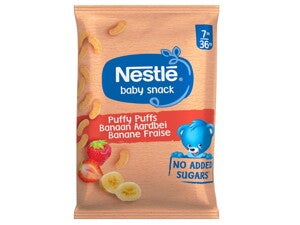 NESTLE baby snack Puffy Puffs Banaan Aardbei 7+ maanden NESTLE baby snack Puffy Puffs Banaan Aardbei 7+ maanden